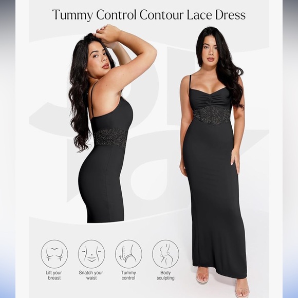 Elegant Black Chemise with Shapewear - Picture 4 of 7